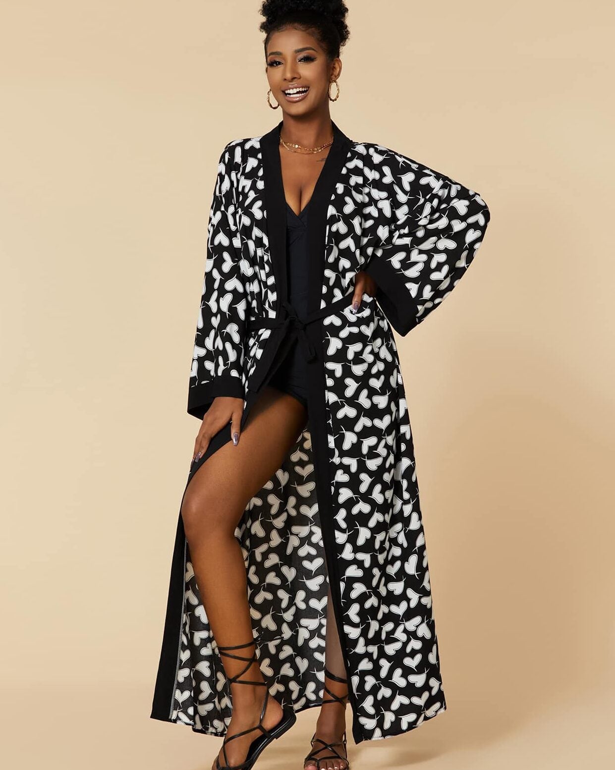 Robe de plage noire style bohème — vue 3