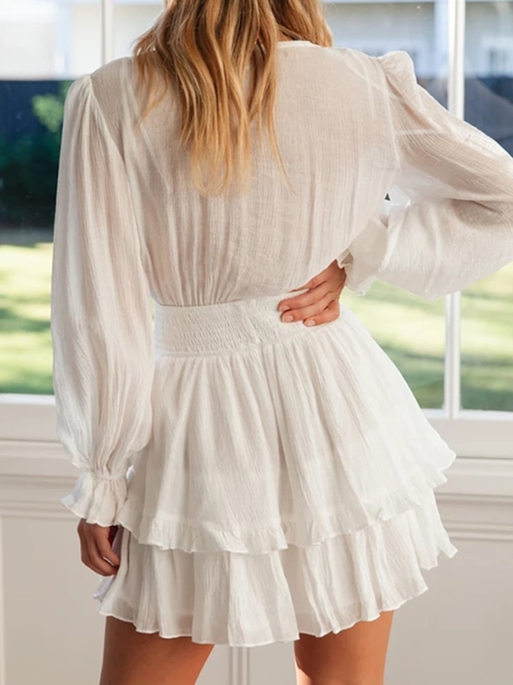 Robe bohème blanche à lacets — vue 2