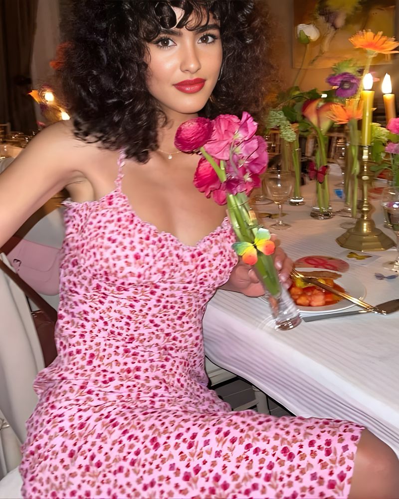 Robe bohème rose imprimé floral — vue 2