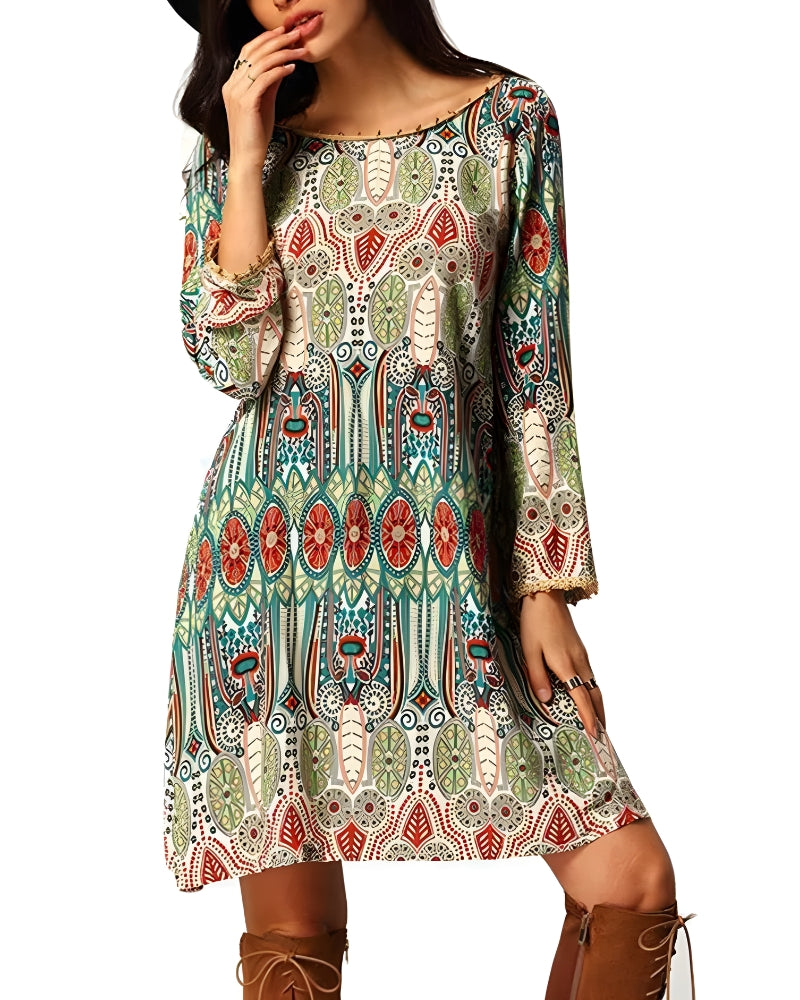 Robe courte imprimé floral bohème été — BOHERIS