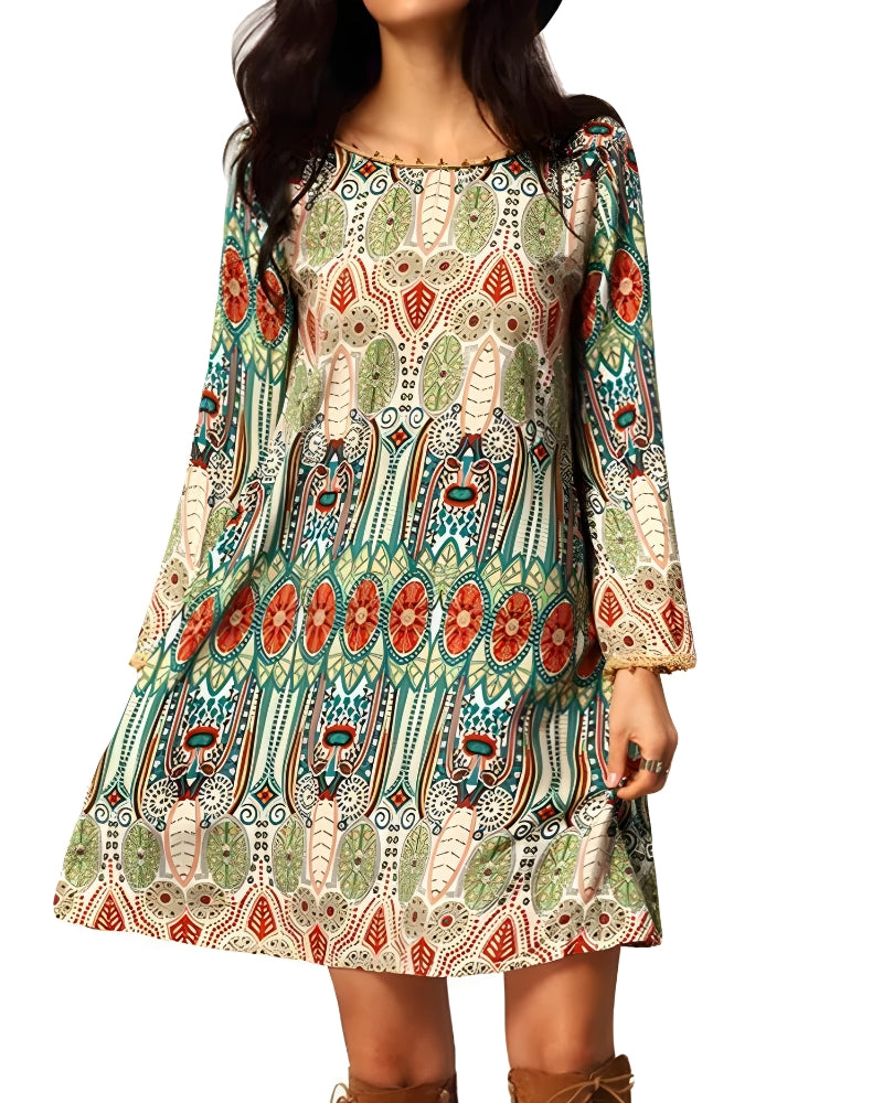 Robe courte imprimé floral bohème été — vue 2