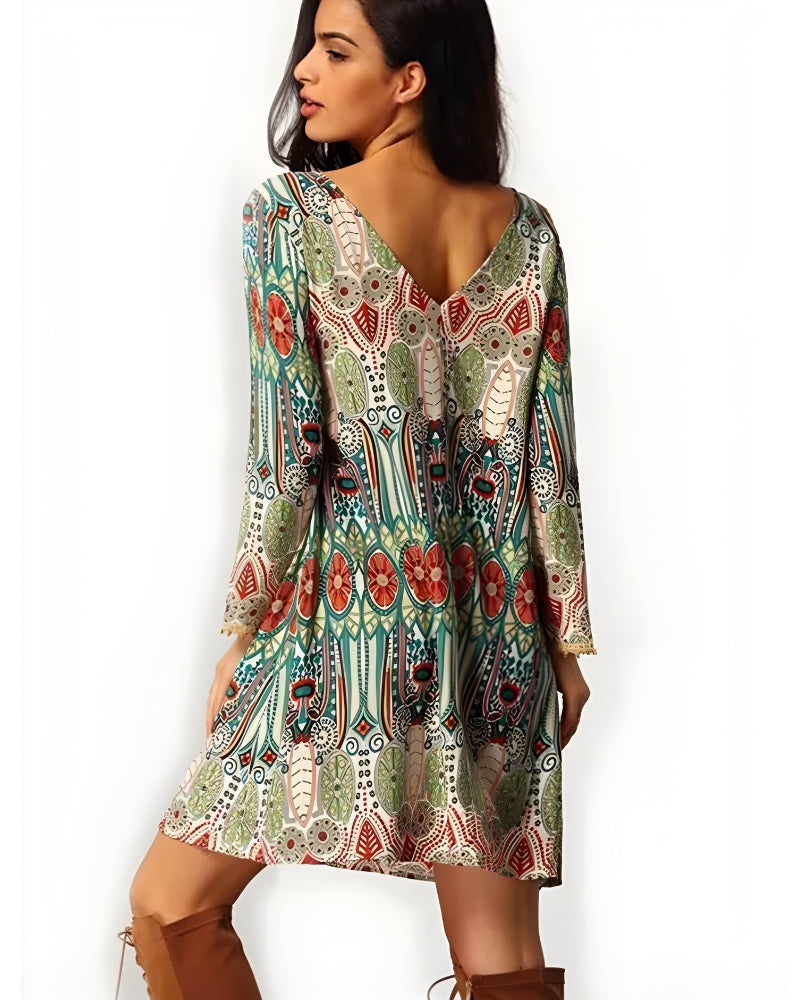 Robe courte imprimé floral bohème été — vue 4