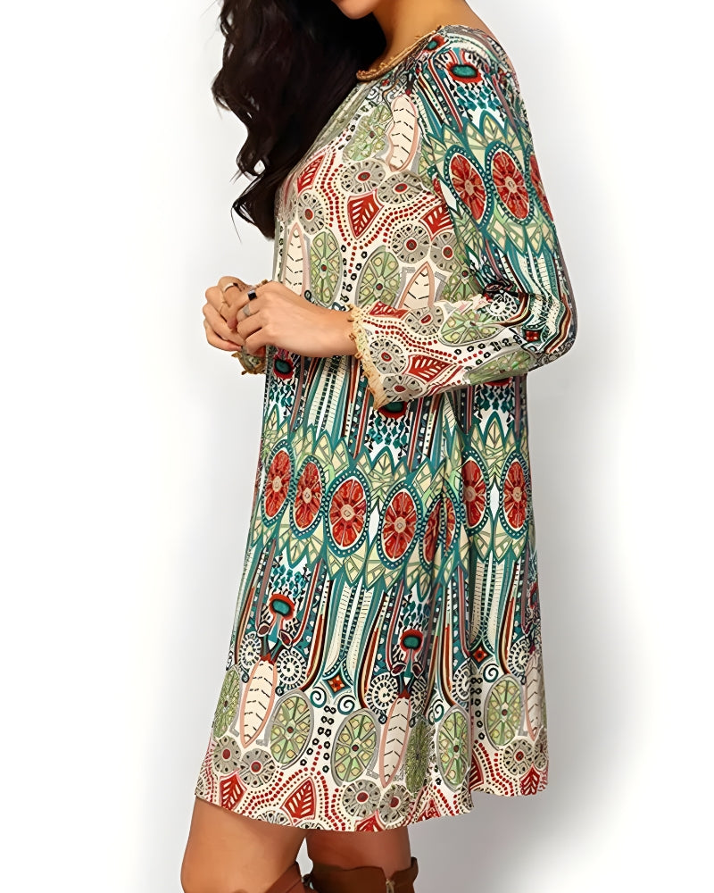 Robe courte imprimé floral bohème été — vue 3