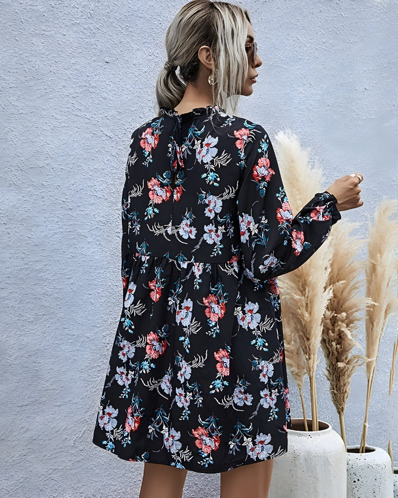 Robe courte bohème manches longues dentelle col rond — vue 5