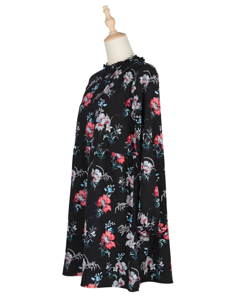 Robe courte bohème manches longues dentelle col rond — vue 4