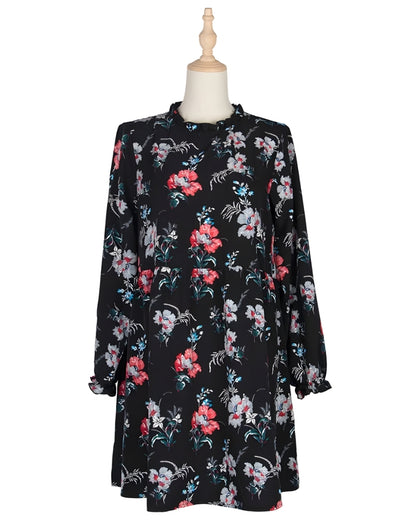 Robe courte bohème manches longues dentelle col rond — vue 3