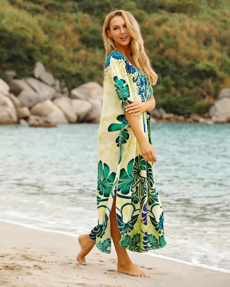 Robe de plage longue bohème imprimée fleurs — vue 2