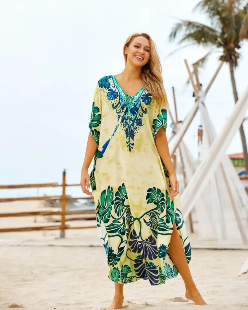 Robe de plage longue bohème imprimée fleurs — vue 6
