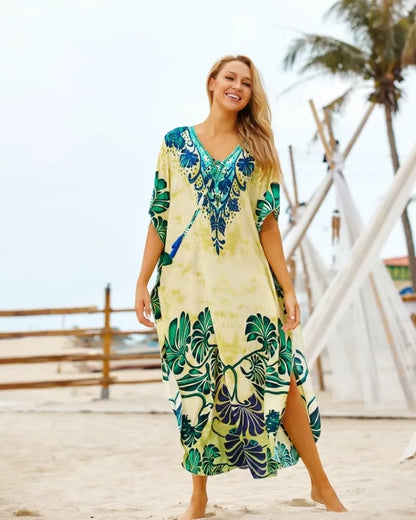 Robe de plage longue bohème imprimée fleurs — vue 6