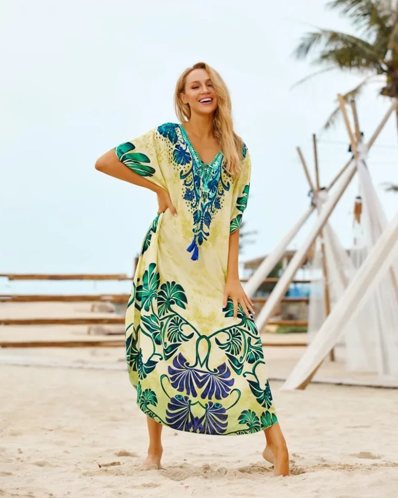 Robe de plage longue bohème imprimée fleurs — vue 5