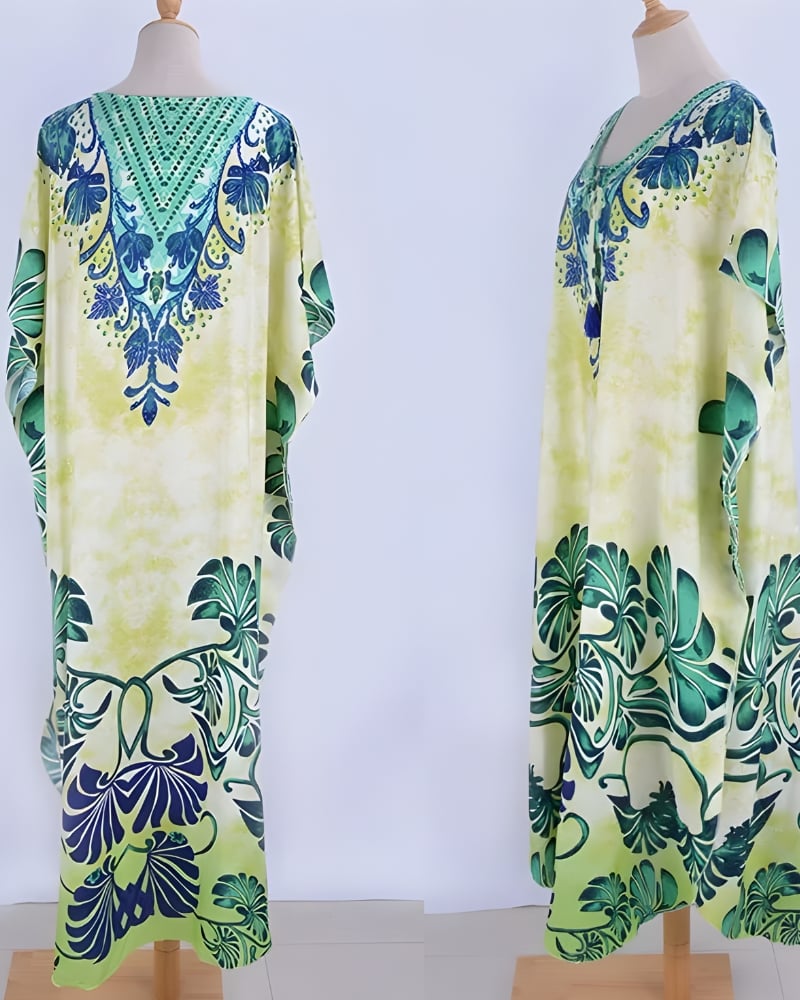 Robe de plage longue bohème imprimée fleurs — vue 3