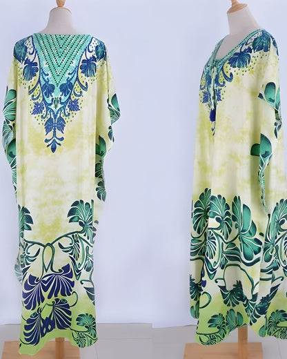 Robe de plage longue bohème imprimée fleurs — vue 3