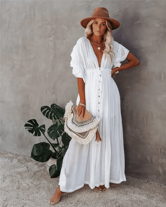 Robe de plage ample et longue style bohème — BOHERIS