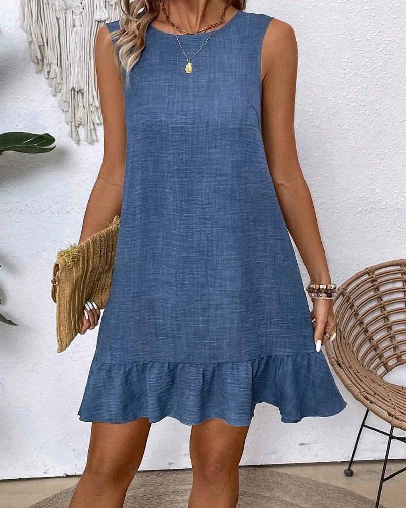 Robe décontractée col rond manches courtes bohème — vue 2