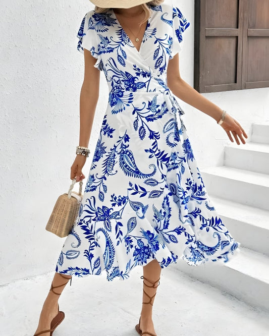 Robe d’été imprimé floral volants style coréen — BOHERIS