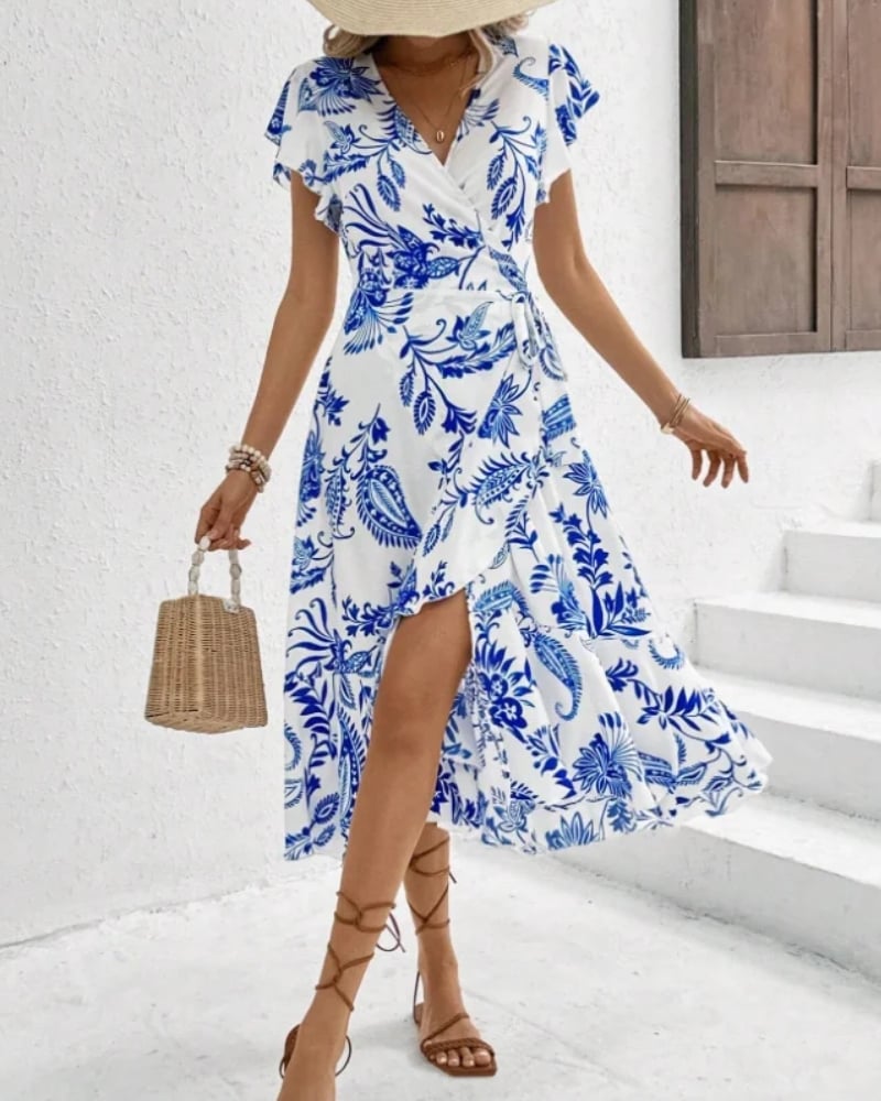 Robe d’été imprimé floral volants style coréen — vue 5