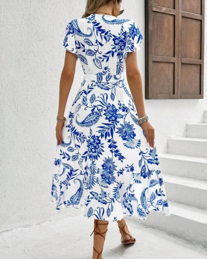 Robe d’été imprimé floral volants style coréen — vue 4