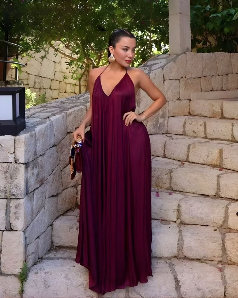 Robe longue bohème fluide au dos nus — BOHERIS