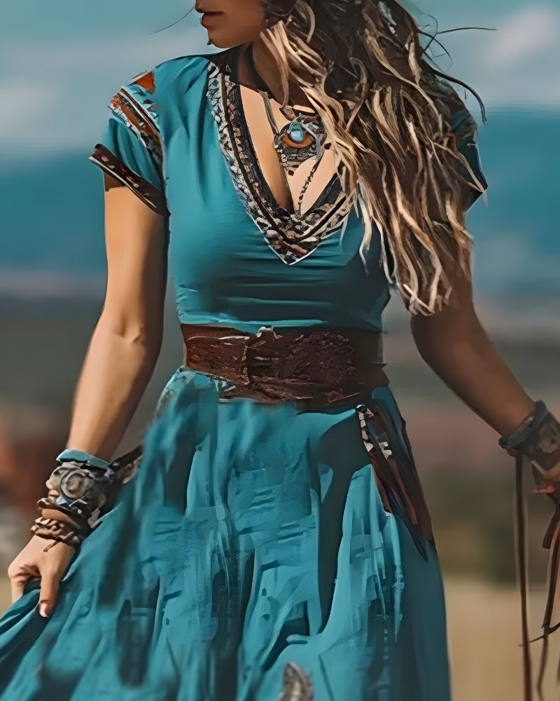 Robe longue bohème fluide plage — vue 3