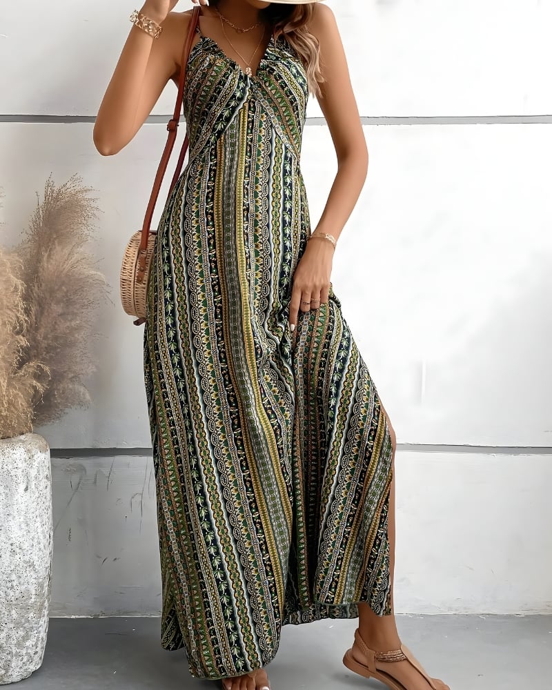Robe longue bohème plage dos nu ethnique — vue 7