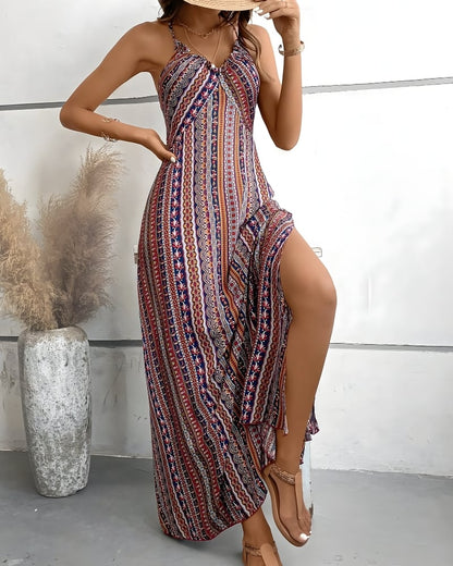 Robe longue bohème plage dos nu ethnique — vue 3