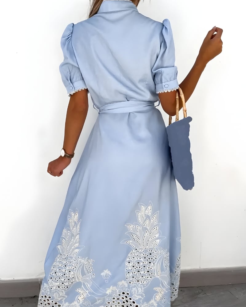 Robe longue broderie lacets coton bohème — vue 5