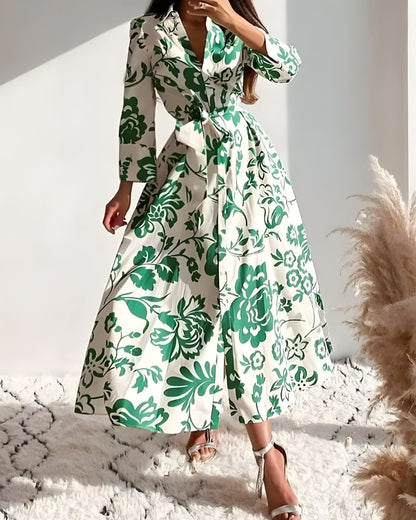 Robe longue chemise imprimé floral bohème — BOHERIS