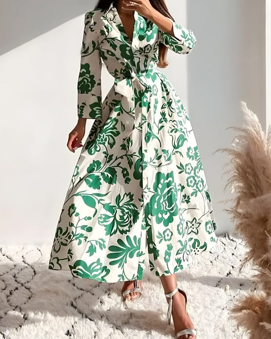 Robe longue chemise imprimé floral bohème — BOHERIS
