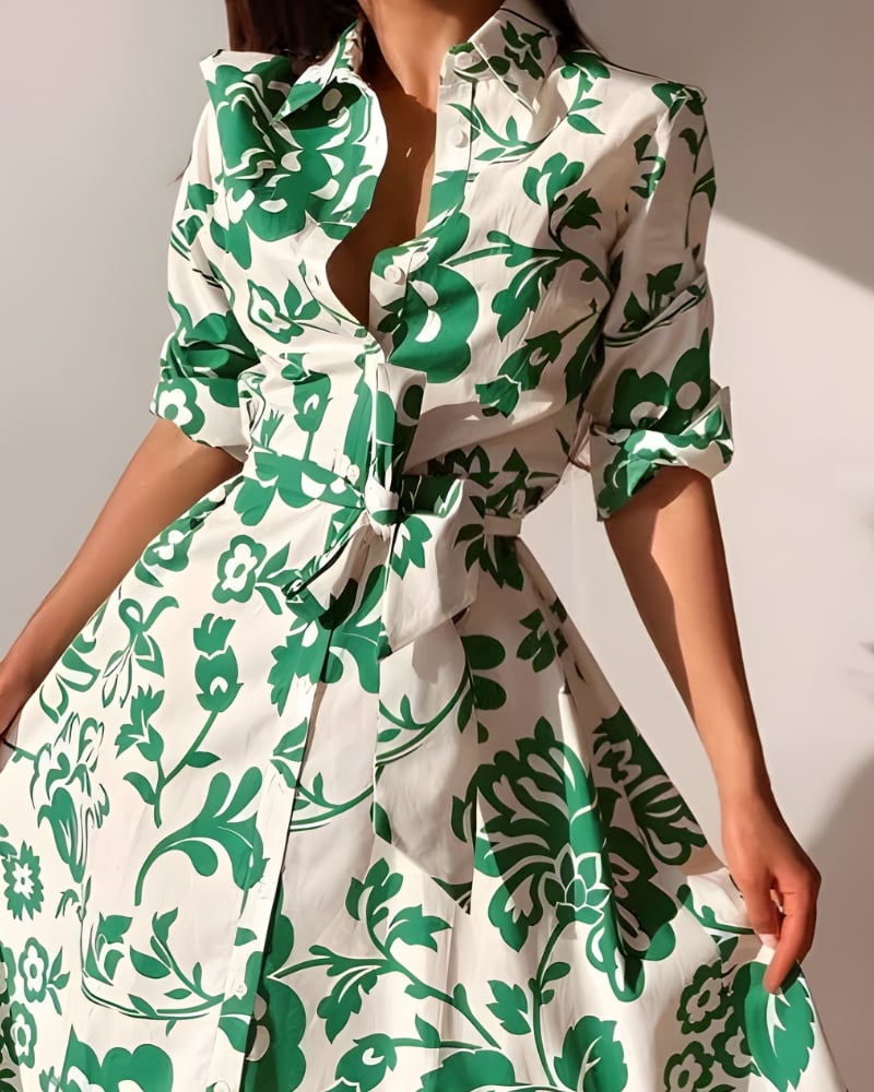 Robe longue chemise imprimé floral bohème — vue 2