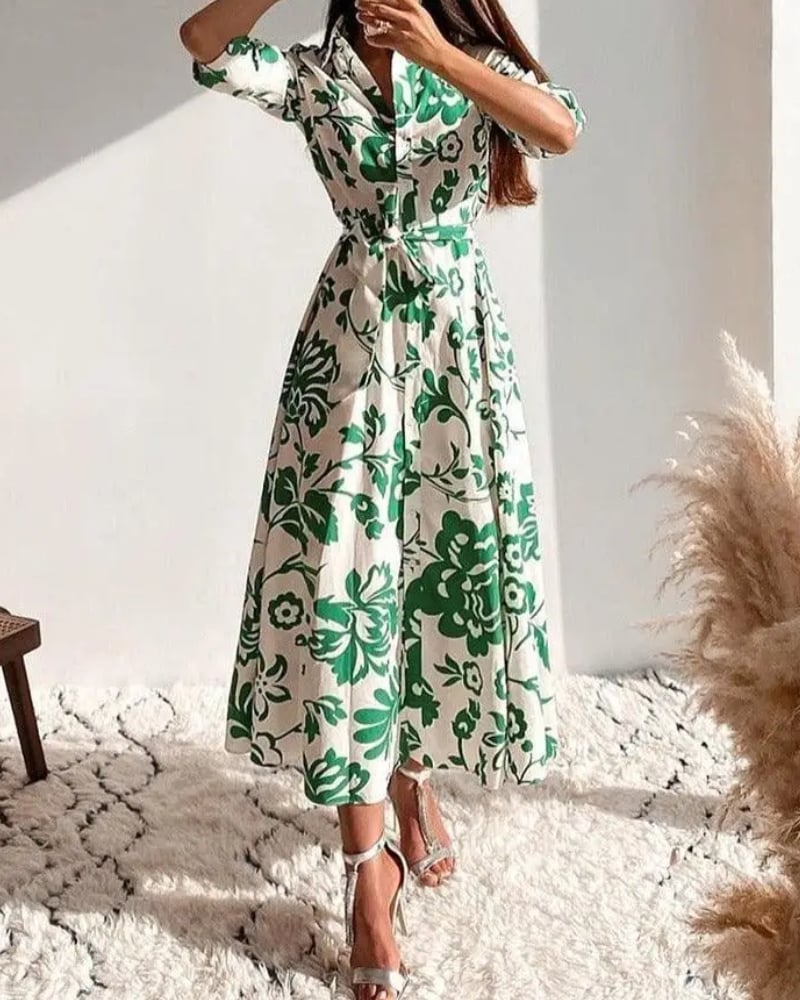 Robe longue chemise imprimé floral bohème — vue 4