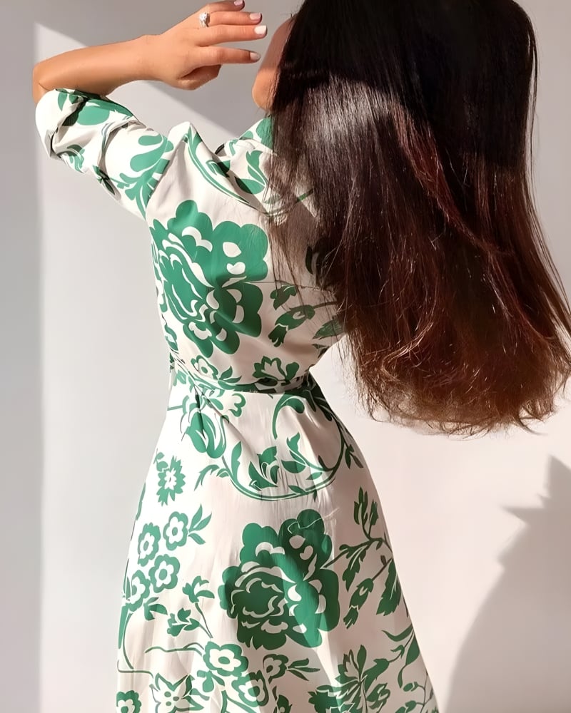 Robe longue chemise imprimé floral bohème — vue 3