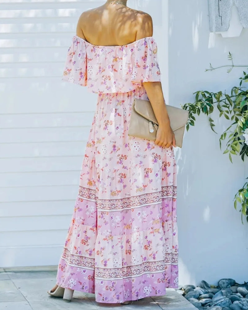 Robe longue bohème col fendu lacets style régulier — vue 13