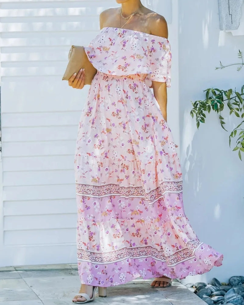 Robe longue bohème col fendu lacets style régulier — vue 14