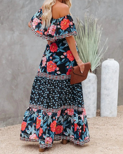 Robe longue bohème col fendu lacets style régulier — vue 5