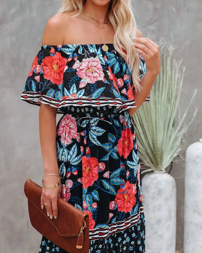 Robe longue bohème col fendu lacets style régulier — vue 6