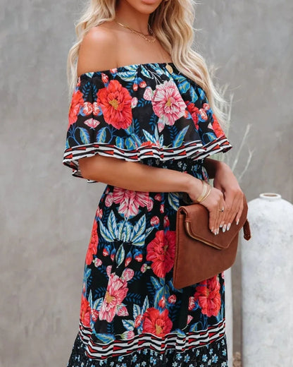 Robe longue bohème col fendu lacets style régulier — vue 7