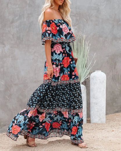 Robe longue bohème col fendu lacets style régulier — vue 8
