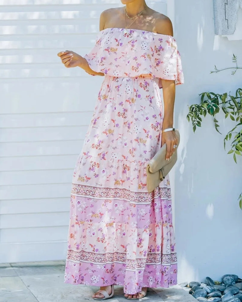 Robe longue bohème col fendu lacets style régulier — vue 11
