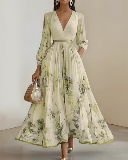 Robe longue imprimé col v bohème été — BOHERIS
