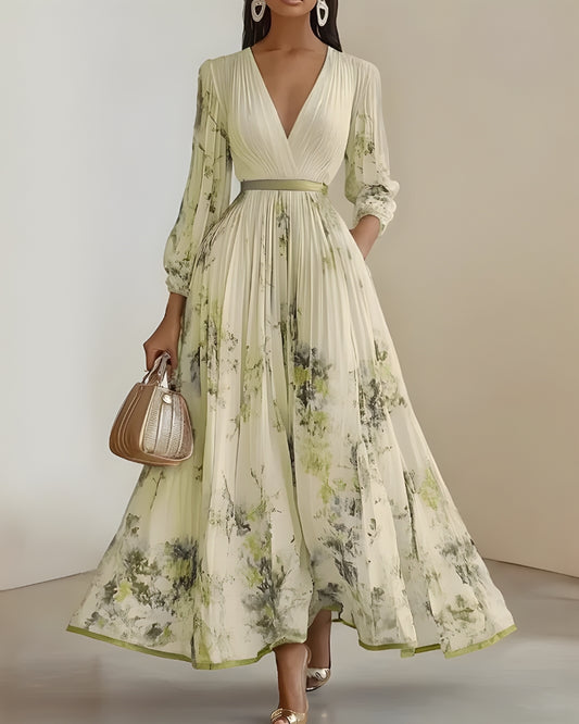Robe longue imprimé col v bohème été — BOHERIS