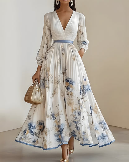 Robe longue imprimé col v bohème été — vue 4