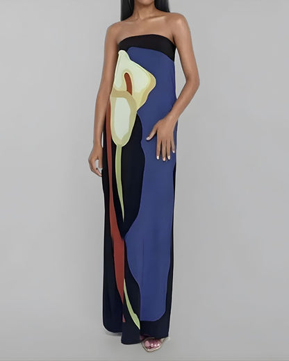 Robe longue imprimée artistique — vue 3