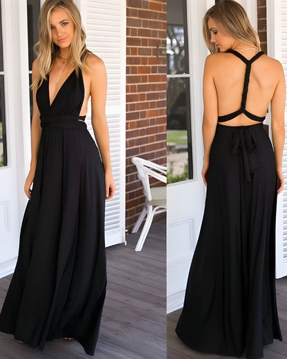 Robe longue mousseline unie bohème soirée — vue 9