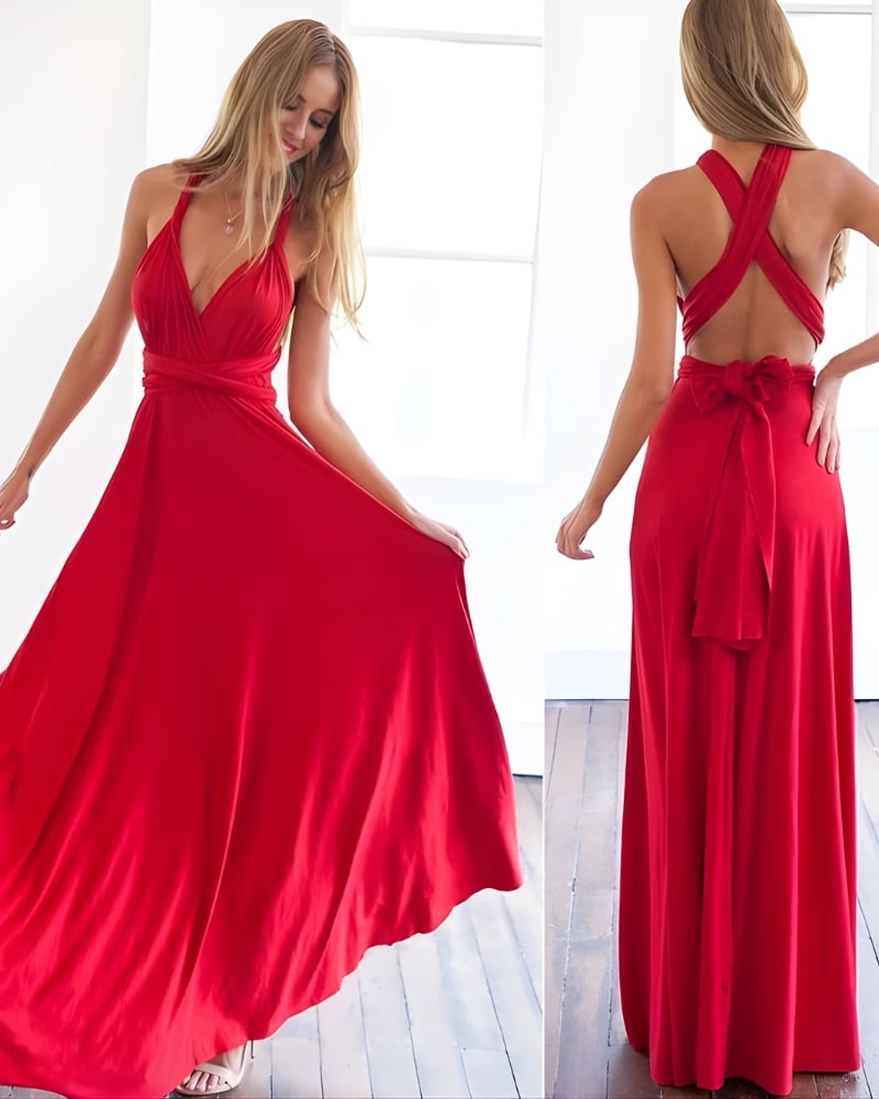 Robe longue mousseline unie bohème soirée — vue 10