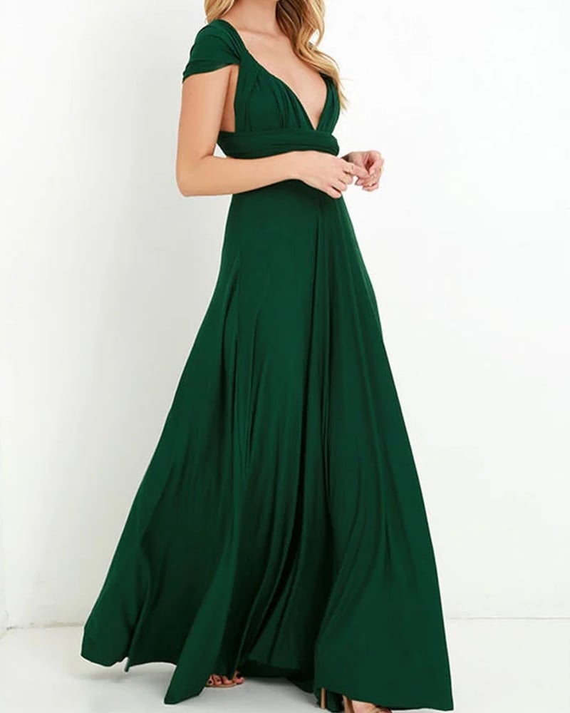 Robe longue mousseline unie bohème soirée — BOHERIS