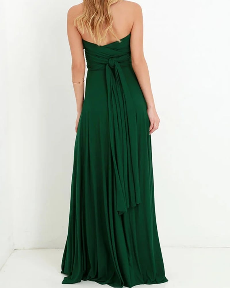 Robe longue mousseline unie bohème soirée — vue 2