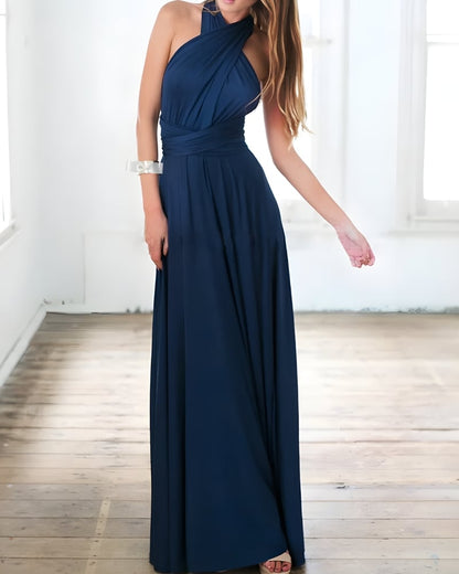 Robe longue mousseline unie bohème soirée — vue 6