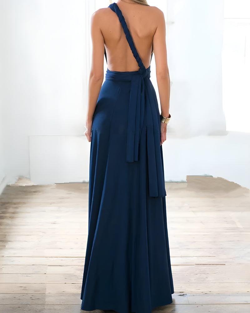 Robe longue mousseline unie bohème soirée — vue 5