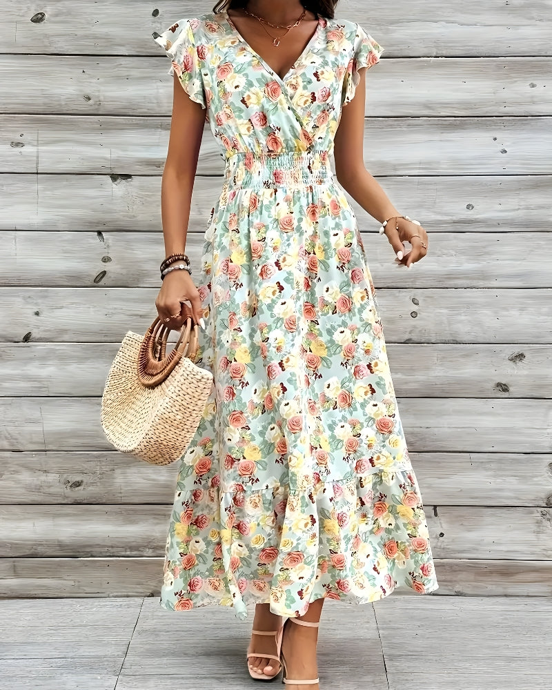 Robe longue bohème fleurie estivale — vue 4