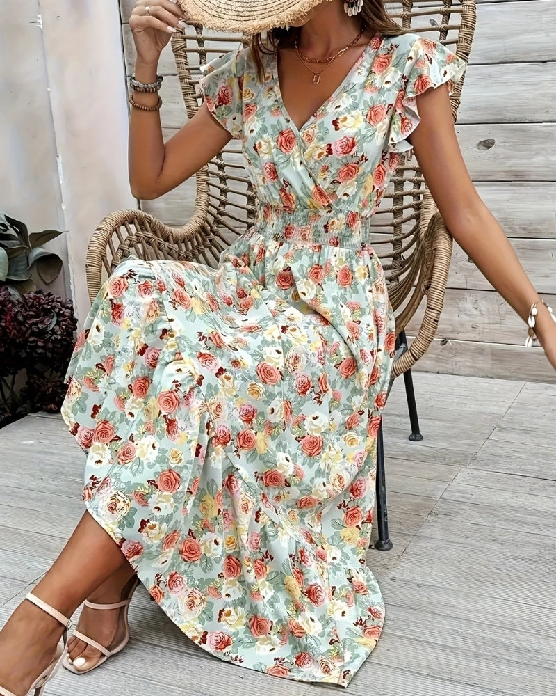 Robe longue bohème fleurie estivale — vue 5